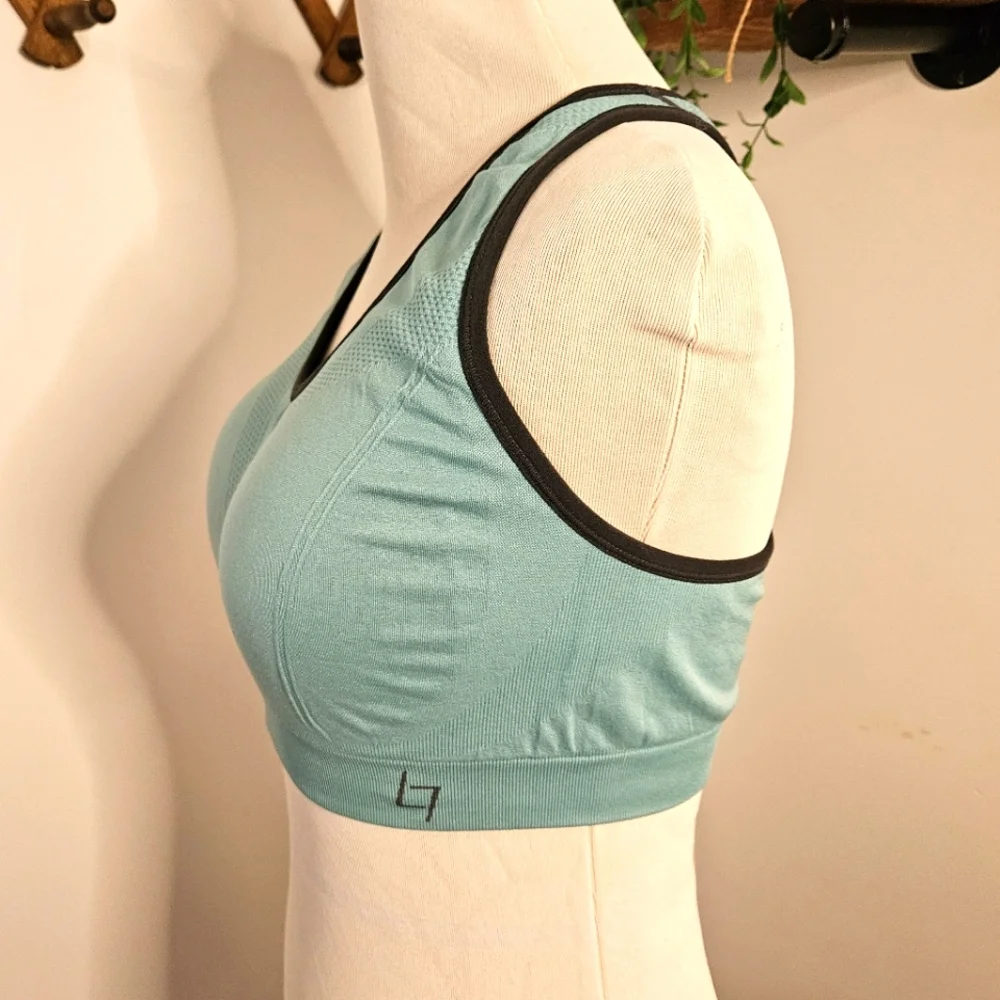 Sport Essentials XXL Fittin Sports Bra Racerback Large Breasts‎ Green Gray